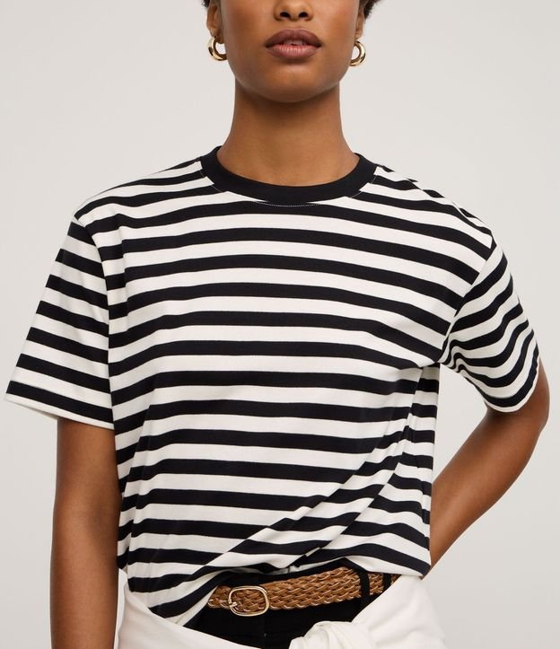 Remera Oversized en Algodón con Rayas Horizontales 5