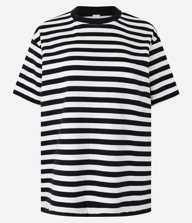 Remera Oversized en Algodón con Rayas Horizontales