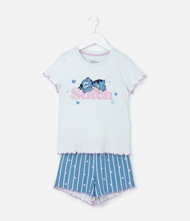 Pijama Infantil en Rib con Estampa de Stitch - Talle 5 a 14 años 1
