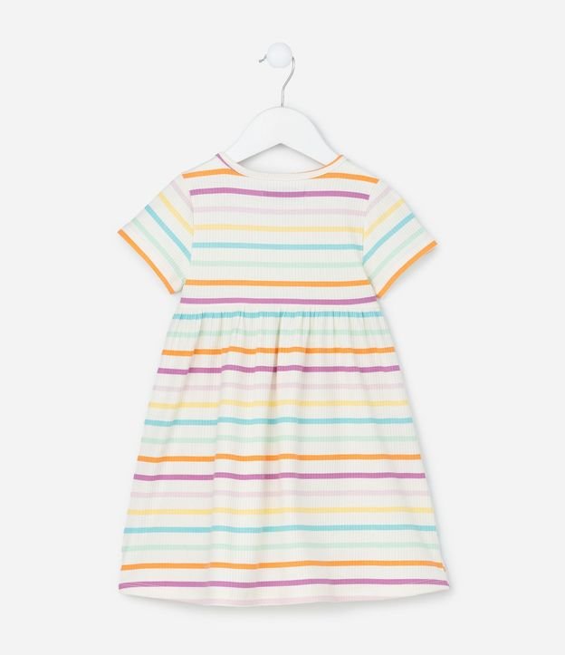 Vestido Infantil Canelado con Estampa Rayada - Talle 1 a 6 años 2