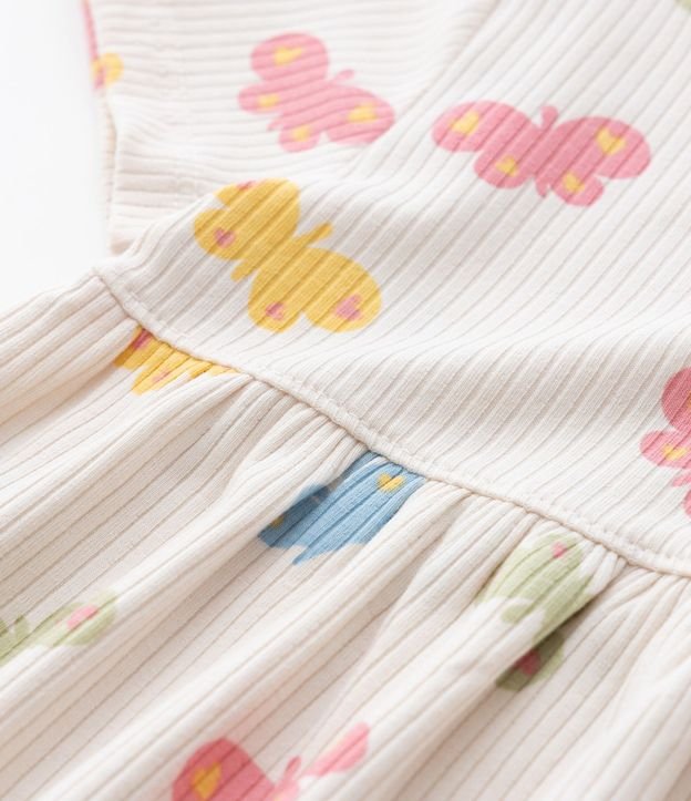 Vestido Infantil Canelado con Estampa Mariposas - Talle 1 a 6 años 5