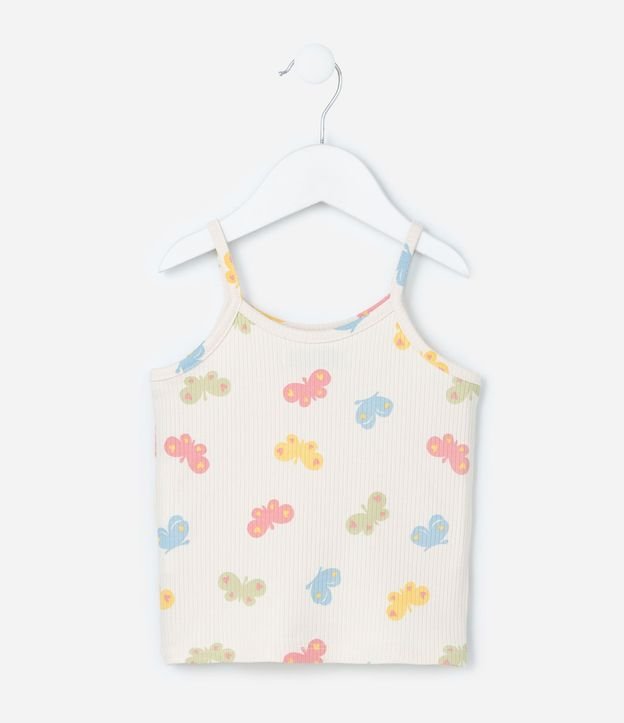 Musculosa Infantil Acanalada  con Estampa Mariposa - Talle 1 a 6 años 3