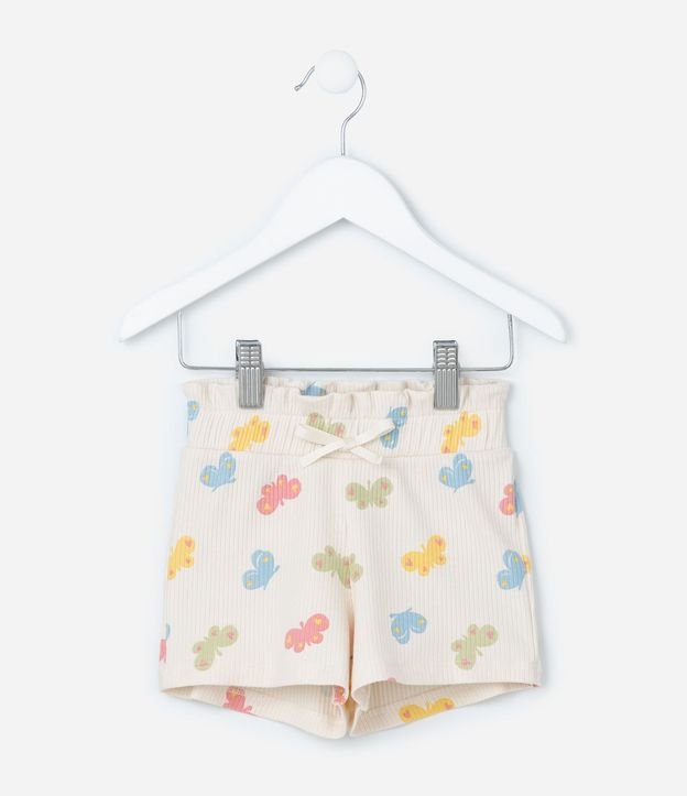 Short Infantil Canelado con Estampa Mariposas - Talle 1 a 6 años 2