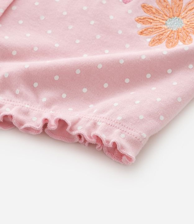 Enterito Infantil con Estampa de Lunares y Bordado de Flores - Talle 0 a 18 Meses 4