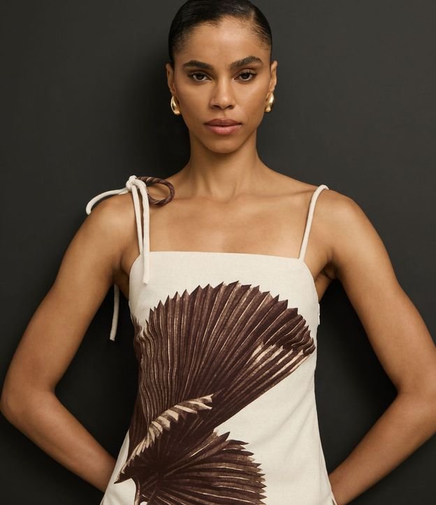 Blusa en Viscolino con Lazo en Breteles y Estampa Follaje 7