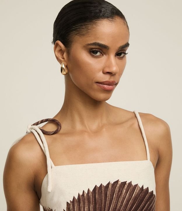 Blusa en Viscolino con Lazo en Breteles y Estampa Follaje 9