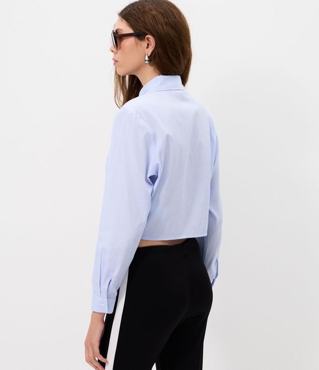 Camisa Cropped en Tricolina con Rayas con Lacitos Delanteros 4