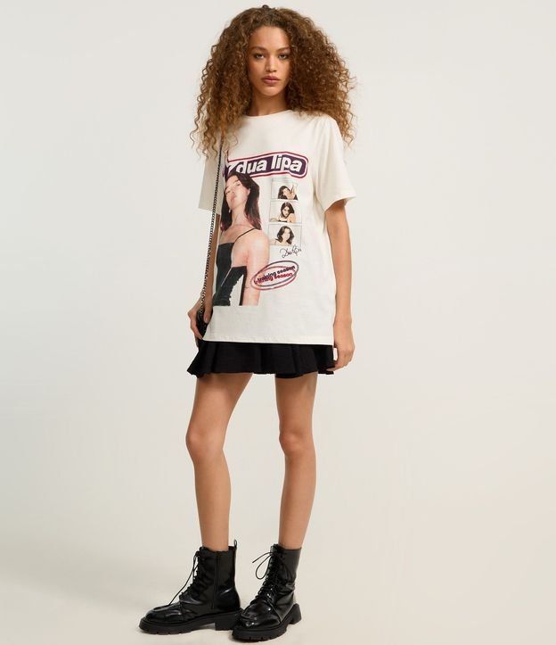 Remera alargada en Algodón con Estampa Frente y Espalda Dua Lipa 2
