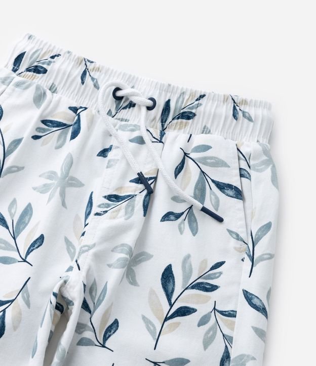 Bermuda Infantil Playera en Sarga con Estampa Tropical - Talle 1 a 6 años