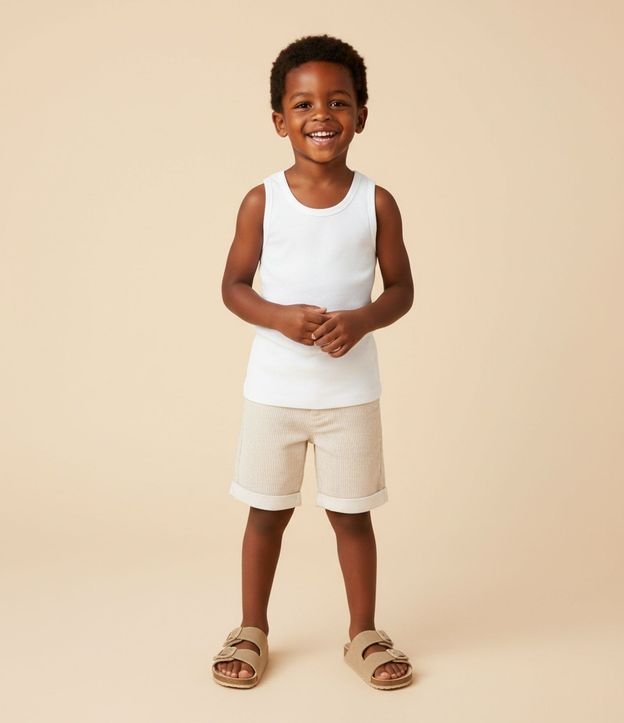 Bermuda Infantil en Sarga con Estampa de Rayas - Talle 1 a 6 años