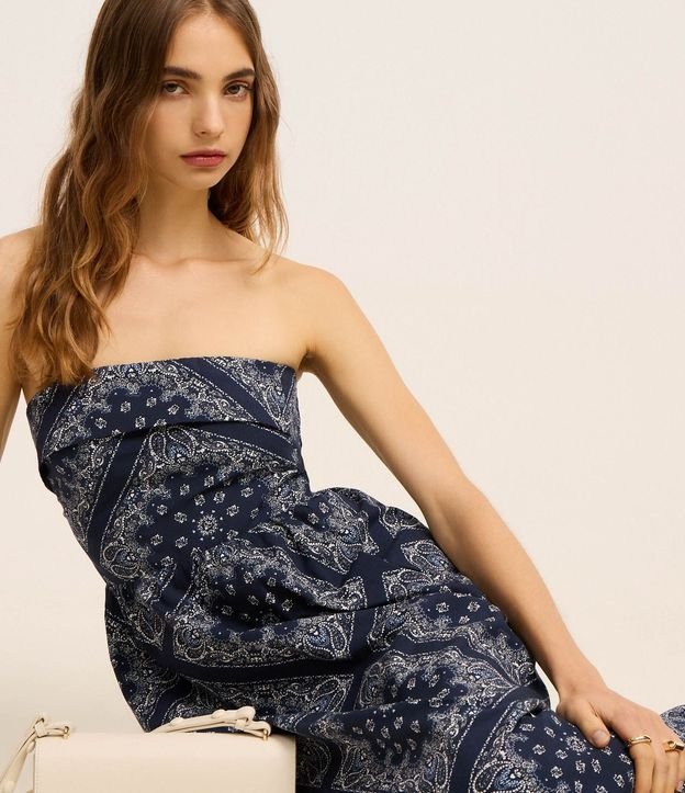 Vestido Largo en Tricolina con Estampa Paisley 4