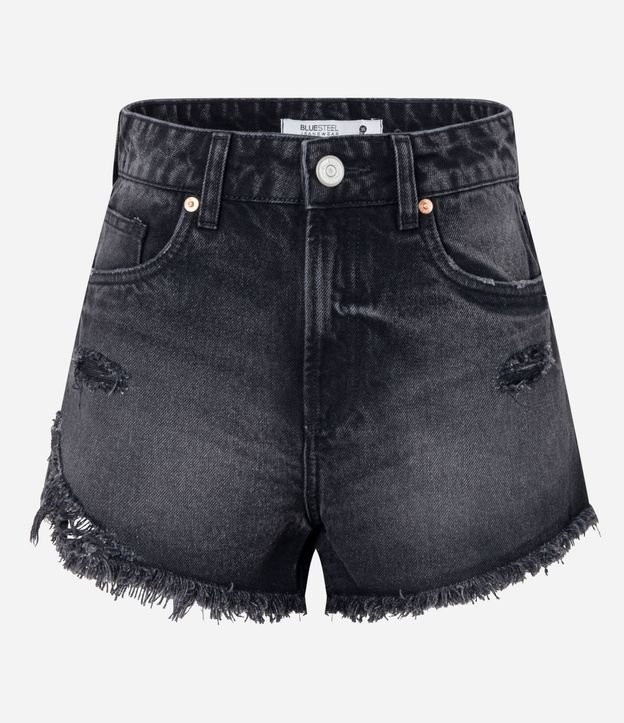 Short Slim en Jeans con Desgastados y Terminación Deshilachada 6