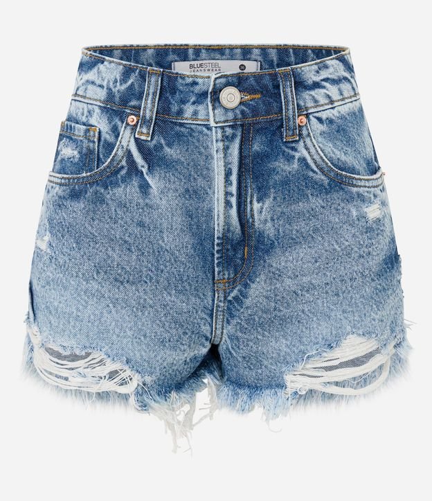 Short Slim en Jeans con Desgastados y Terminación Deshilachada 4