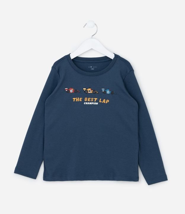 Remera Infantil con Bordado Coches de Corrida - Talle 1 a 6 años