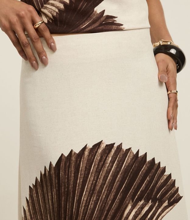 Pollera Recta Midi en Viscolino con Estampa Follaje 4