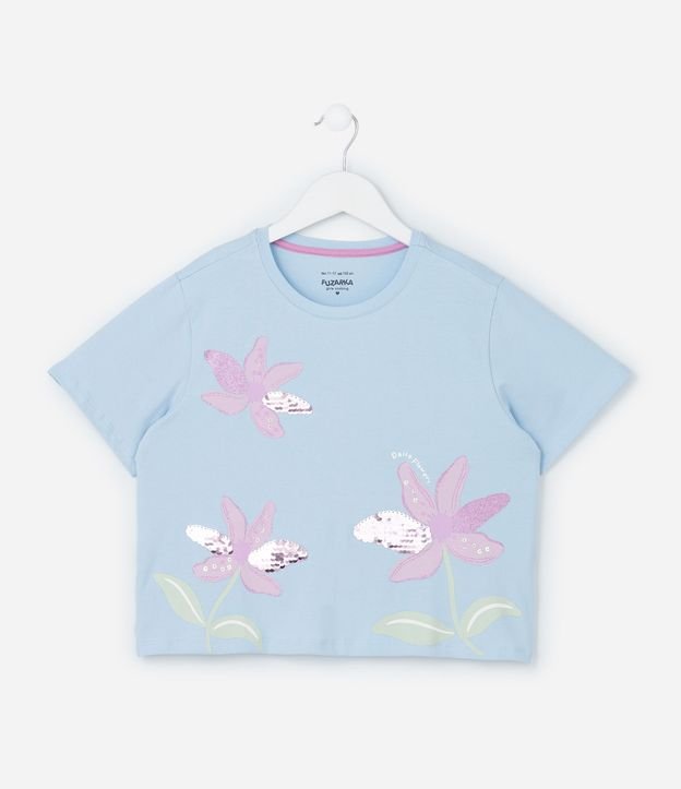 Blusa Infantil con Bordado de Flores en Lentejuelas - Talle 5 a 14 años