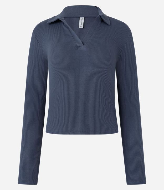 Blusa en Rib con Cuello Polo 5