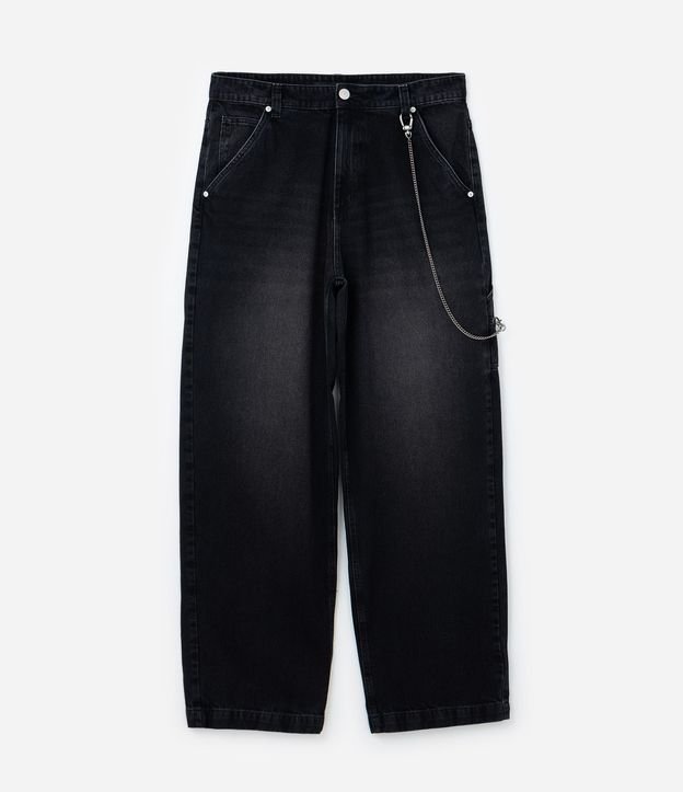 Pantalón Super Baggy en Jeans Efecto Mármol con Cadena en el Bolsillo 5