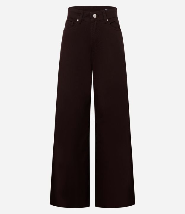 Pantalón Wide Leg en Sarga con Pespontos Contrastantes 7