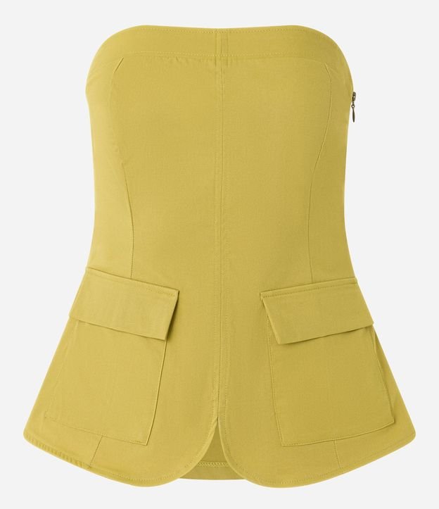 Blusa en Sarga Sin Breteles con Lastex en la Espalda 7
