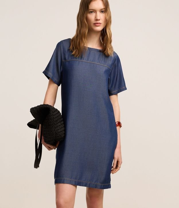 Vestido Corto en Liocel con Recortes