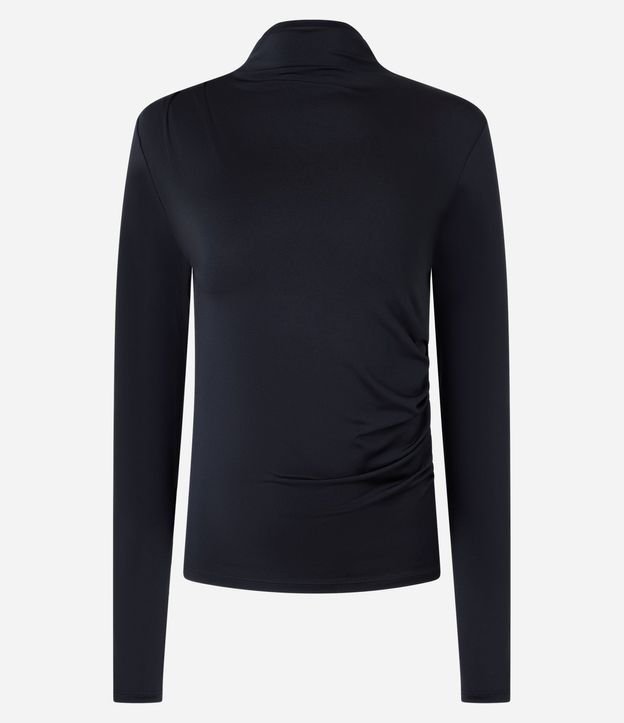 Blusa con Cuello Alto y Fruncidos Delanteros