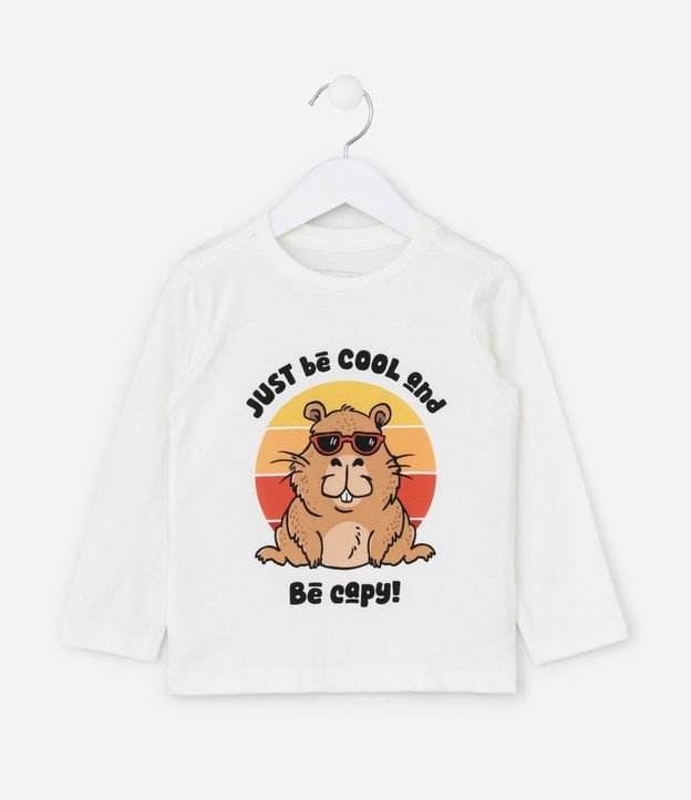 Remera Infantil en Algodón Estampa Capivara de óculos - Talle 1 a 6 años