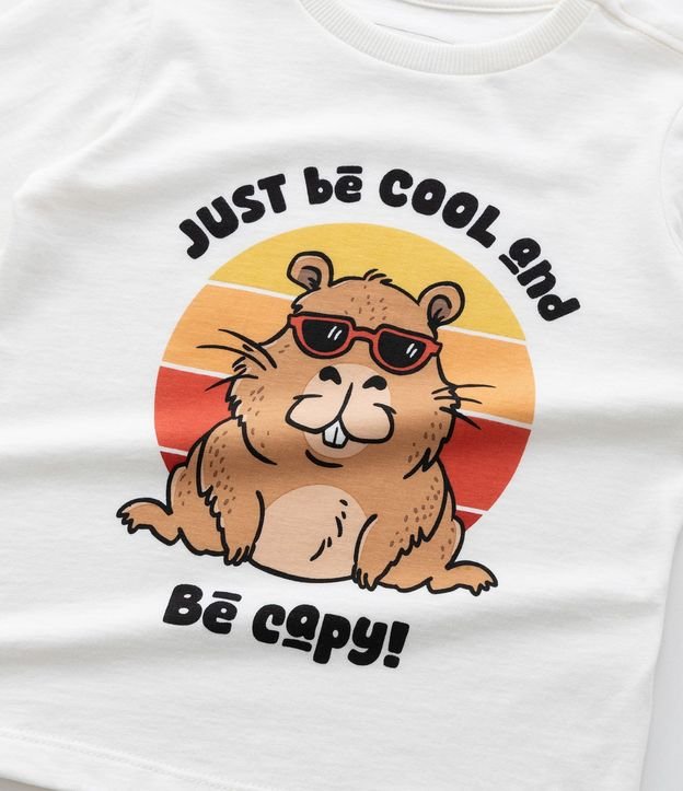 Remera Infantil en Algodón Estampa Capivara de óculos - Talle 1 a 6 años 6