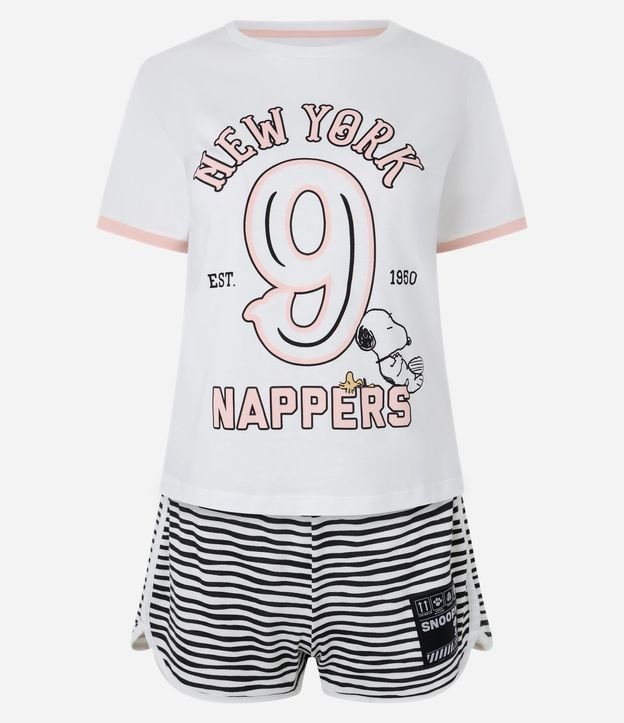 Pijama Short Doll en Algodón con Estampa Snoopy y Short Listrado 4