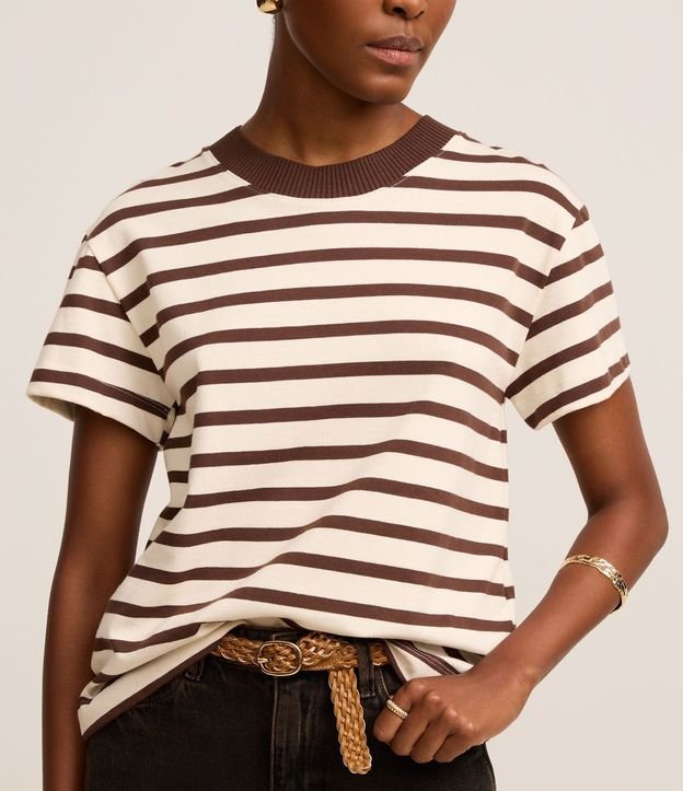Blusa Rayada en Algodón con Cuello Contrastante 5