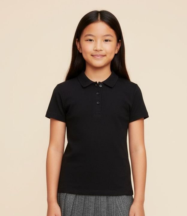 Remera Infantil en Rib con Cuello Polo - Talle 5 a 14 años