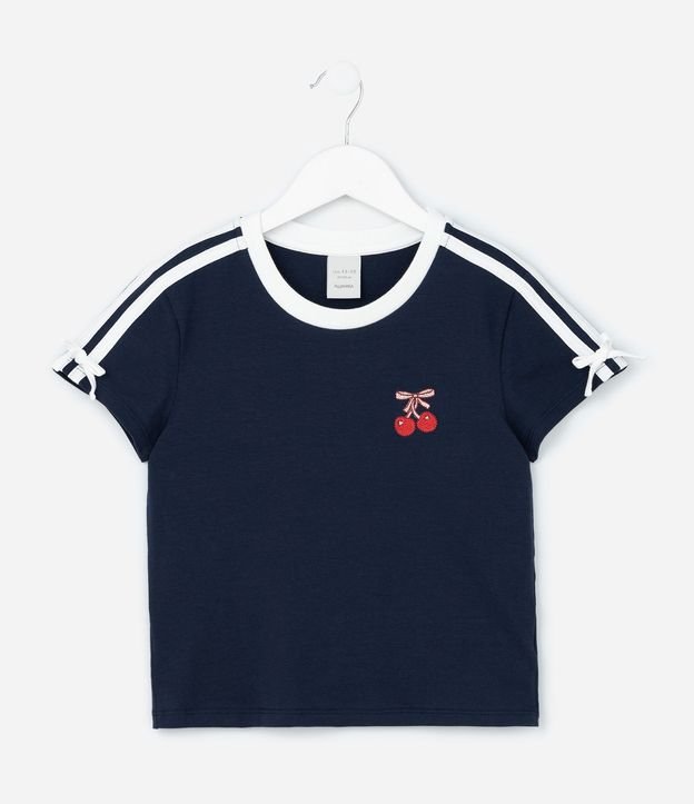 Blusa Infantil con Lacitos y Bordado Cereza - Talle 5 a 14 años