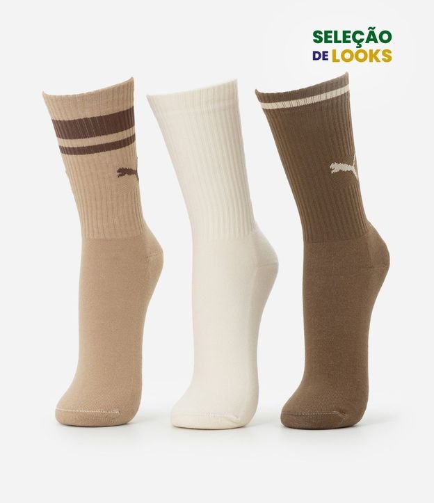 Kit 03 Medias Caña Larga Deportivas en Algodón Puma 1