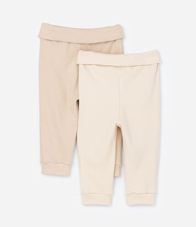 Kit 02 Pantalones Infantiles en Rib con Cintura Doblada - Talle RN a 18 meses 3