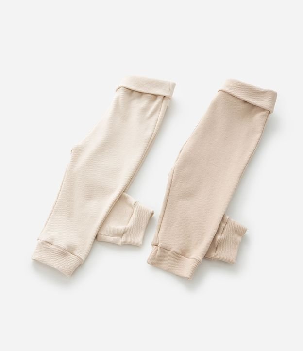 Kit 02 Pantalones Infantiles en Rib con Cintura Doblada - Talle RN a 18 meses 7