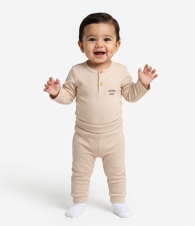 Kit 02 Pantalones Infantiles en Rib con Cintura Doblada - Talle RN a 18 meses 8