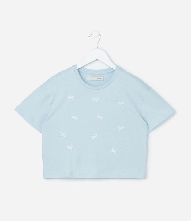 Blusa Cropped Infantil con Bordado Lazos - Talle 5 a 14 años