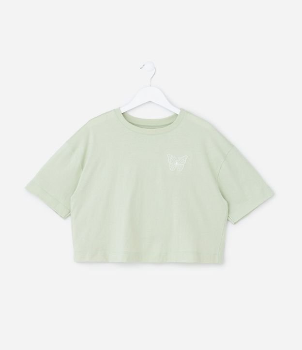 Remera Corta Infantil con Estampa Mariposa - Talle 5 a 14 años