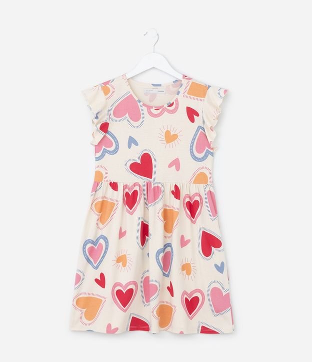 Vestido Infantil con Estampa Corazones - Talle 5 a 14 años