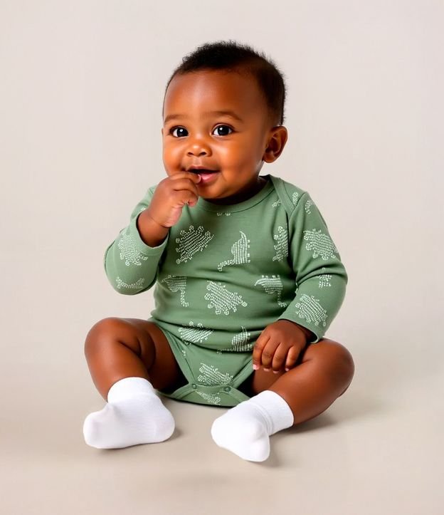 Body Infantil con Estampa Dinosaurios - Talle RN a 18 meses