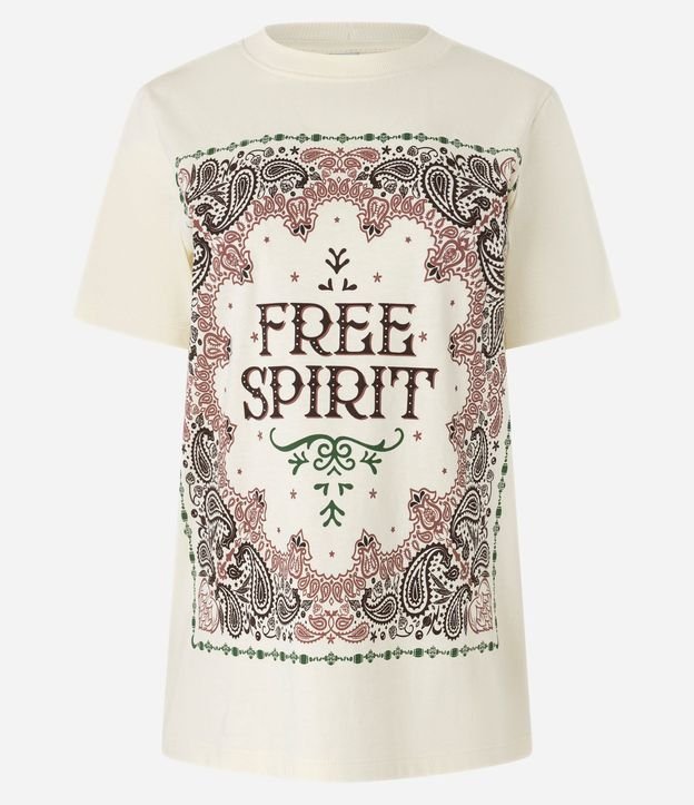 Remera Alargada en Algodón con Estampa Paisley y Lettering 5