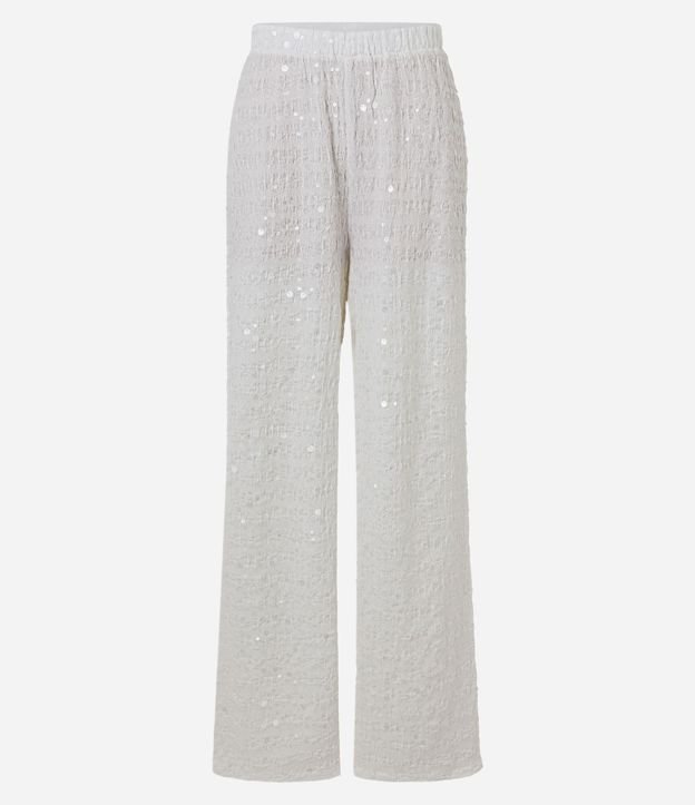 Pantalón Wide Leg en Lentejuela con Cintura Elástica
