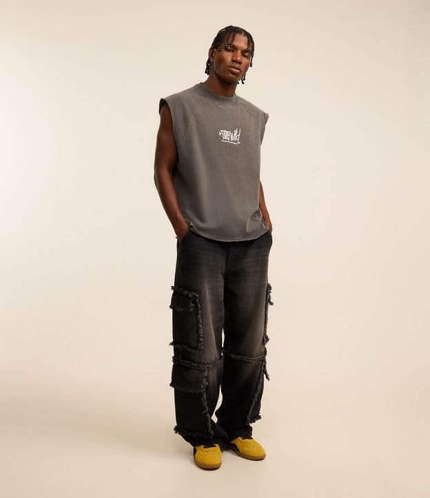 Musculosa Boxy en Algodón con Estampa Lettering y Efecto Desteñido 3