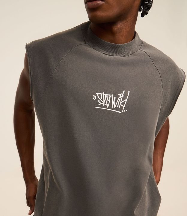Musculosa Boxy en Algodón con Estampa Lettering y Efecto Desteñido 5