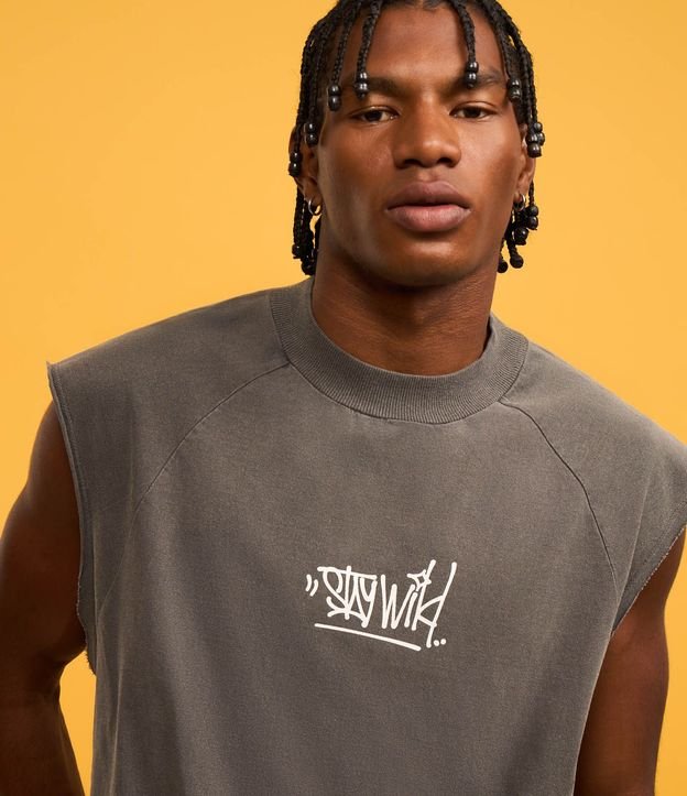 Musculosa Boxy en Algodón con Estampa Lettering y Efecto Desteñido 7