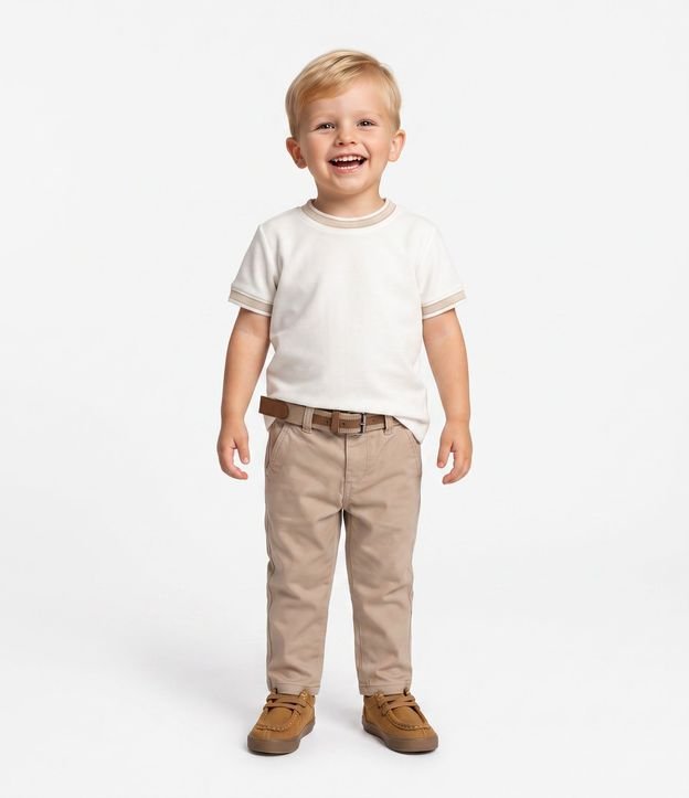 Remera Infantil Texturizada con Viés Contrastantes - Talle 1 a 6 años