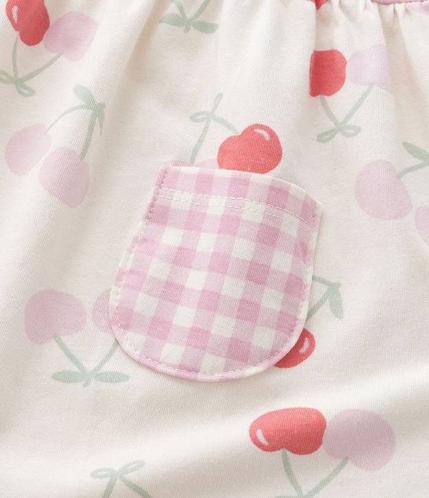 Vestido Infantil con Estampa de Cuadros y Cerezas - Talle 0 a 18 Meses 6