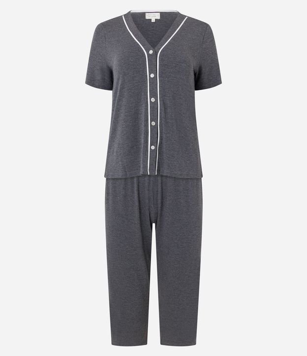 Pijama Americano Capri en Viscosa con Detalle Contrastante