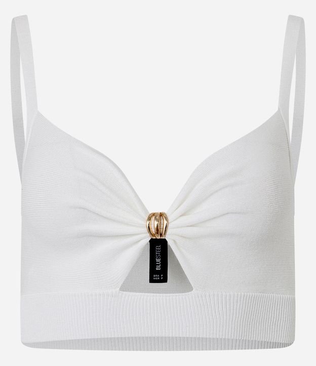 Blusa Super Cropped en Punto con Adornos en el Busto 4