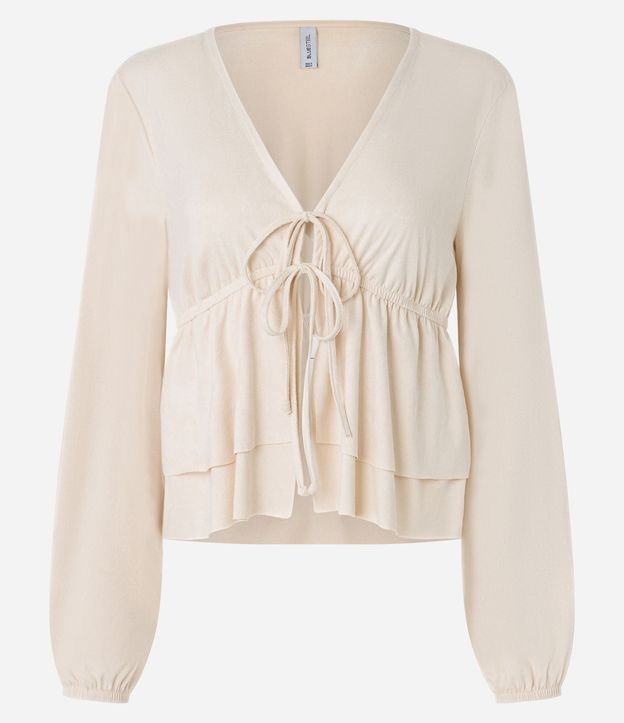 Blusa Bata en Gamuza con Lazo y Volados 7